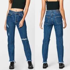CARMAR High Rise Distressed Straight Leg Jean